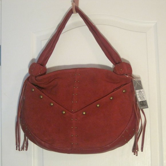 Suede Studded Hobo Bag with Fringe by Queen Latifah $179 MSRP NWT - Picture 1 of 2